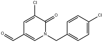 5-クロロ-1-(4-クロロベンジル)-6-オキソ-1,6-ジヒドロ-3-ピリジンカルブアルデヒド 化学構造式