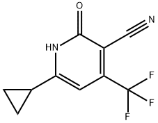 6-cyclopropyl-2-oxo-4-(trifluoromethyl)-1,2-dihydro-3-pyridinecarbonitrile Struktur