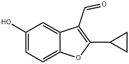 2-シクロプロピル-5-ヒドロキシ-1-ベンゾフラン-3-カルブアルデヒド 化学構造式