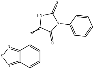 (5E)-5-(2,1,3-ベンゾチアジアゾール-4-イルメチレン)-2-メルカプト-3-フェニル-3,5-ジヒドロ-4H-イミダゾール-4-オン 化学構造式
