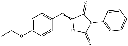 (5E)-5-(4-エトキシベンジリデン)-2-メルカプト-3-フェニル-3,5-ジヒドロ-4H-イミダゾール-4-オン 化学構造式