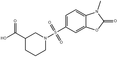 1-[(3-methyl-2-oxo-2,3-dihydro-1,3-benzoxazol-6-yl)sulfonyl]piperidine-3-carboxylic acid Structure