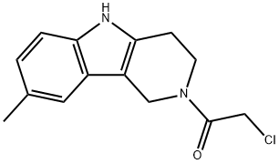 2-(クロロアセチル)-8-メチル-2,3,4,5-テトラヒドロ-1H-ピリド[4,3-B]インドール 化学構造式