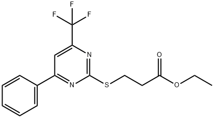ethyl 3-{[4-phenyl-6-(trifluoromethyl)pyrimidin-2-yl]thio}propanoate Struktur
