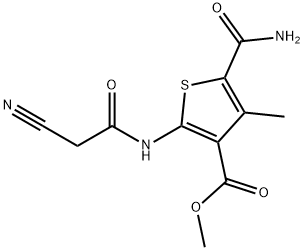 5-氨基羰基-2-(2-氰基乙酰基氨基)-4-甲基-噻吩-3-甲酸甲酯, 515860-78-3, 结构式