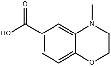 4-メチル-3,4-ジヒドロ-2H-1,4-ベンゾキサジン-6-カルボン酸 化学構造式