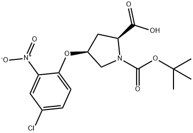 (2S,4S)-1-(tert-Butoxycarbonyl)-4-(4-chloro-2-nitrophenoxy)-2-pyrrolidinecarboxylic acid 结构式