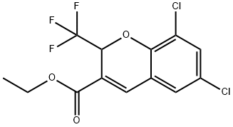 6,8-ジクロロ-2-(トリフルオロメチル)-2H-クロメン-3-カルボン酸エチル 化学構造式