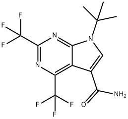 7-(tert-Butyl)-2,4-bis(trifluoromethyl)-7H-pyrrolo[2,3-d]pyrimidine-5-carboxamide Struktur