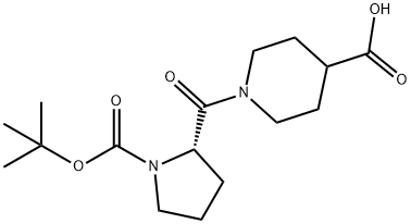 1-[(2S)-1-[(2-甲基丙-2-基)氧基羰基]吡咯烷-2-基]羰基哌啶-4-羧酸, 955964-45-1, 结构式