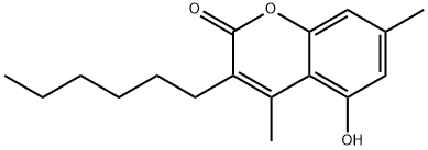 3-己基-5-羟基-4,7-二甲基-2H-苯并吡喃-2-酮 结构式
