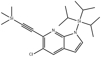 5-Chloro-1-(triisopropylsilyl)-6-((trimethylsilyl)-ethynyl)-1H-pyrrolo[2,3-b]pyridine Struktur