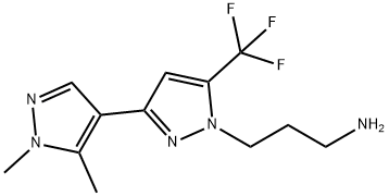 {3-[1',5'-ジメチル-5-(トリフルオロメチル)-1H,1'H-3,4'-ビピラゾール-1-イル]プロピル}アミン 化学構造式