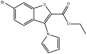 Ethyl 6-bromo-3-(1H-pyrrol-1-yl)-1-benzothiophene-2-carboxylate Struktur