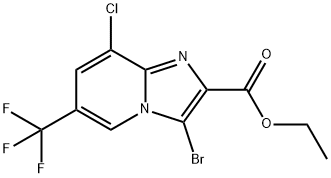 3-溴-8-氯-6-(三氟甲基)咪唑并[1,2-A]吡啶-2-羧酸乙酯 结构式