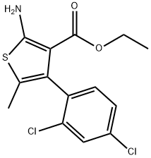 2-アミノ-4-(2,4-ジクロロフェニル)-5-メチルチオフェン-3-カルボン酸エチル 化学構造式