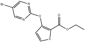3-[(5-ブロモ-2-ピリミジニル)オキシ]-2-チオフェンカルボン酸エチル 化学構造式