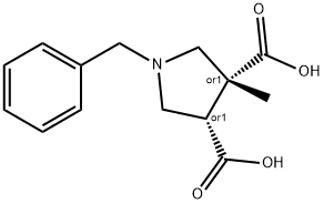 (3R,4S)-1-benzyl-3-methylpyrrolidine-3,4-dicarboxylic acid Struktur