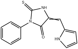 (5E)-2-mercapto-3-phenyl-5-(1H-pyrrol-2-ylmethylene)-3,5-dihydro-4H-imidazol-4-one 化学構造式