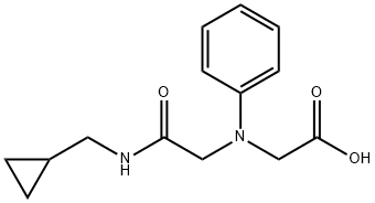 [{2-[(シクロプロピルメチル)アミノ]-2-オキソエチル}-(フェニル)アミノ]酢酸 化学構造式