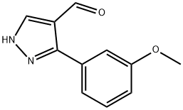 3-(3-メトキシフェニル)-1H-ピラゾール-4-カルブアルデヒド 化学構造式