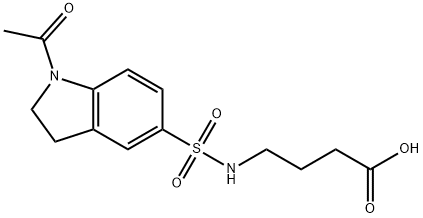 4-[(1-乙酰-2,3-二氢吲哚-5-基)磺酰基氨基]丁酸 结构式