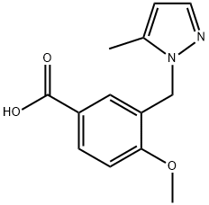 4-methoxy-3-[(5-methyl-1H-pyrazol-1-yl)methyl]benzoic acid|