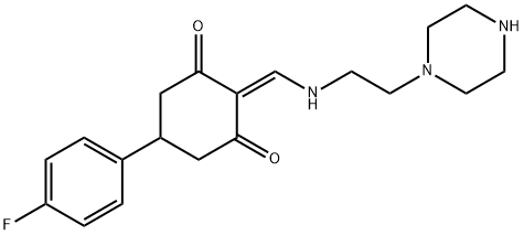 5-(4-fluorophenyl)-2-{[(2-piperazin-1-ylethyl)amino]methylene}cyclohexane-1,3-dione Structure