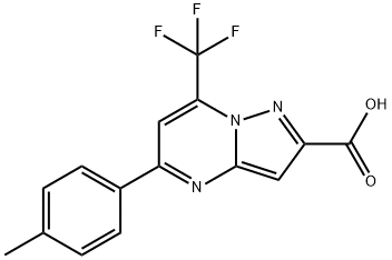 5-(4-methylphenyl)-7-(trifluoromethyl)pyrazolo[1,5-a]pyrimidine-2-carboxylic acid Struktur