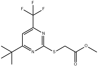 {[4-TERT-ブチル-6-(トリフルオロメチル)ピリミジン-2-イル]チオ}酢酸メチル 化学構造式