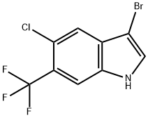 3-ブロモ-5-クロロ-6-(トリフルオロメチル)-1H-インドール 化学構造式