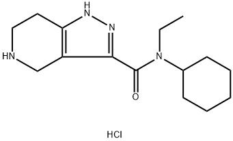 N-Cyclohexyl-N-ethyl-4,5,6,7-tetrahydro-1H-pyrazolo[4,3-c]pyridine-3-carboxamide HCl 化学構造式