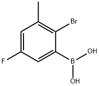 2-ブロモ-3-メチル-5-フルオロフェニルボロン酸 化学構造式
