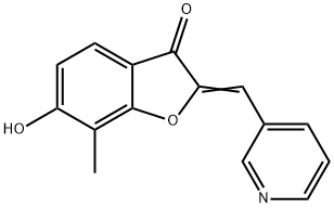 (2Z)-6-ヒドロキシ-7-メチル-2-(ピリジン-3-イルメチレン)-1-ベンゾフラン-3(2H)-オン 化学構造式