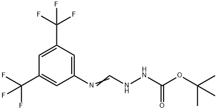 N'-[1-Amino-1-(3,5-bis-(trifluoromethyl)phenyl)met hylidene]hydrazinecarboxylic acid tert-butyl este Struktur