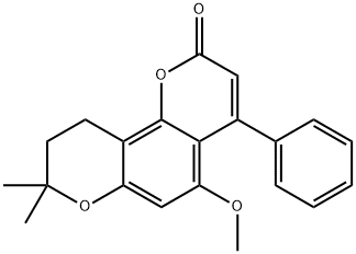 5-甲氧基-8,8-二甲基-4-苯基-9,10-二氢吡喃并[6,5-H]苯并吡喃-2-酮, 64620-10-6, 结构式