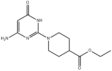 Ethyl 1-(4-amino-6-oxo-1,6-dihydropyrimidin-2-yl)piperidine-4-carboxylate Struktur