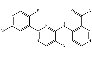 Methyl 4-{[2-(5-chloro-2-fluorophenyl)-5-methoxypyrimidin-4-yl]amino}nicotinate Struktur