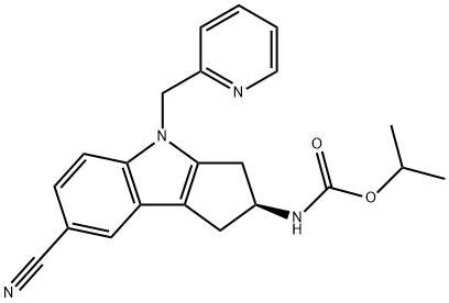 (2S)-2α-(イソプロポキシカルボニルアミノ)-4-(2-ピリジニルメチル)-1,2,3,4-テトラヒドロシクロペンタ[b]インドール-7-カルボニトリル 化学構造式