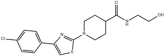 1-[4-(4-クロロフェニル)-1,3-チアゾール-2-イル]-N-(2-ヒドロキシエチル)-4-ピペリジンカルボキサミド 化学構造式