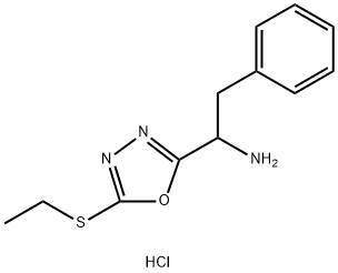 1-(5-Ethylsulfanyl-[1,3,4]oxadiazol-2-yl)-2-phenyl-ethylamine hydrochloride Struktur