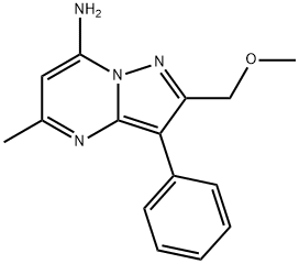 2-(Methoxymethyl)-5-methyl-3-phenylpyrazolo-[1,5-a]pyrimidin-7-amine Struktur