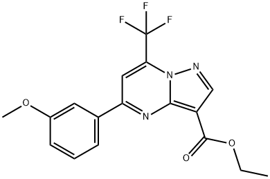 5-(3-メトキシフェニル)-7-(トリフルオロメチル)ピラゾロ[1,5-A]ピリミジン-3-カルボン酸エチル 化学構造式