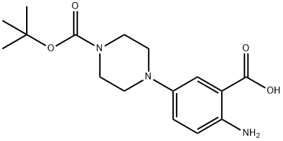 2-amino-5-[4-(tert-butoxycarbonyl)piperazino]benzenecarboxylic acid Structure