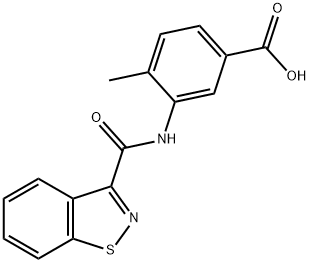 3-[(1,2-ベンズイソチアゾール-3-イルカルボニル)アミノ]-4-メチル安息香酸 化学構造式