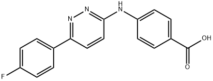 4-{[6-(4-fluorophenyl)pyridazin-3-yl]amino}benzoic acid 化学構造式