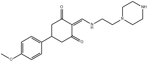 5-(4-methoxyphenyl)-2-[(2-piperazin-1-ylethylamino)methylidene]cyclohexane-1,3-dione Structure