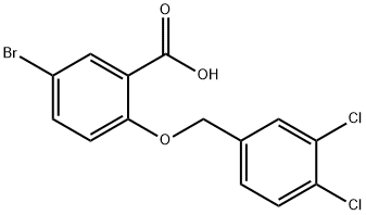 5-ブロモ-2-[(3,4-ジクロロベンジル)オキシ]安息香酸 化学構造式