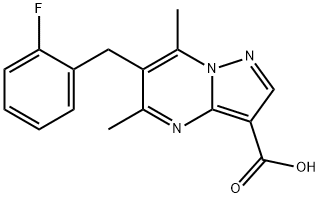 6-(2-フルオロベンジル)-5,7-ジメチルピラゾロ[1,5-A]ピリミジン-3-カルボン酸 化学構造式