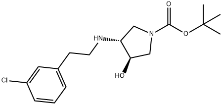 tert-butyl (3R,4R)-3-{[2-(3-chlorophenyl)ethyl]amino}-4-hydroxypyrrolidine-1-carboxylate 化学構造式
